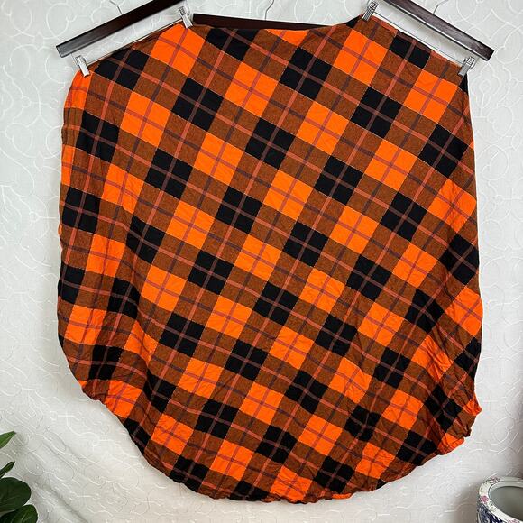 Tablecloth Kitchen Party 56" Orange Plaid Round Dinner Fall Tabletop Decoration - Picture 4 of 4